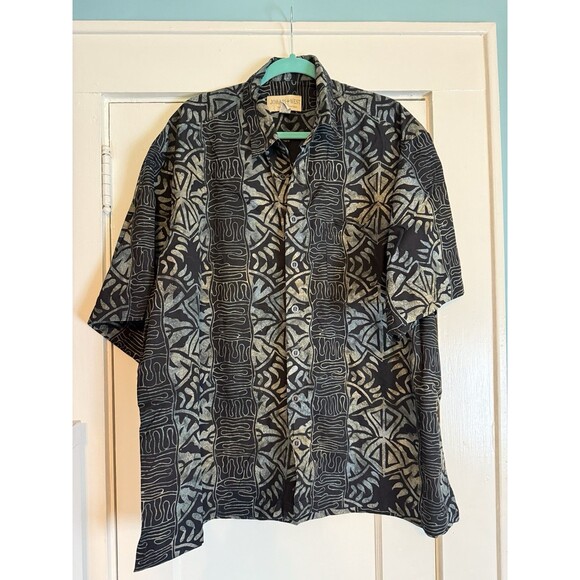 Hawaiian Button Up Short Sleeve Shirt Black and Multicolor Johari West 3XL - Picture 1 of 2